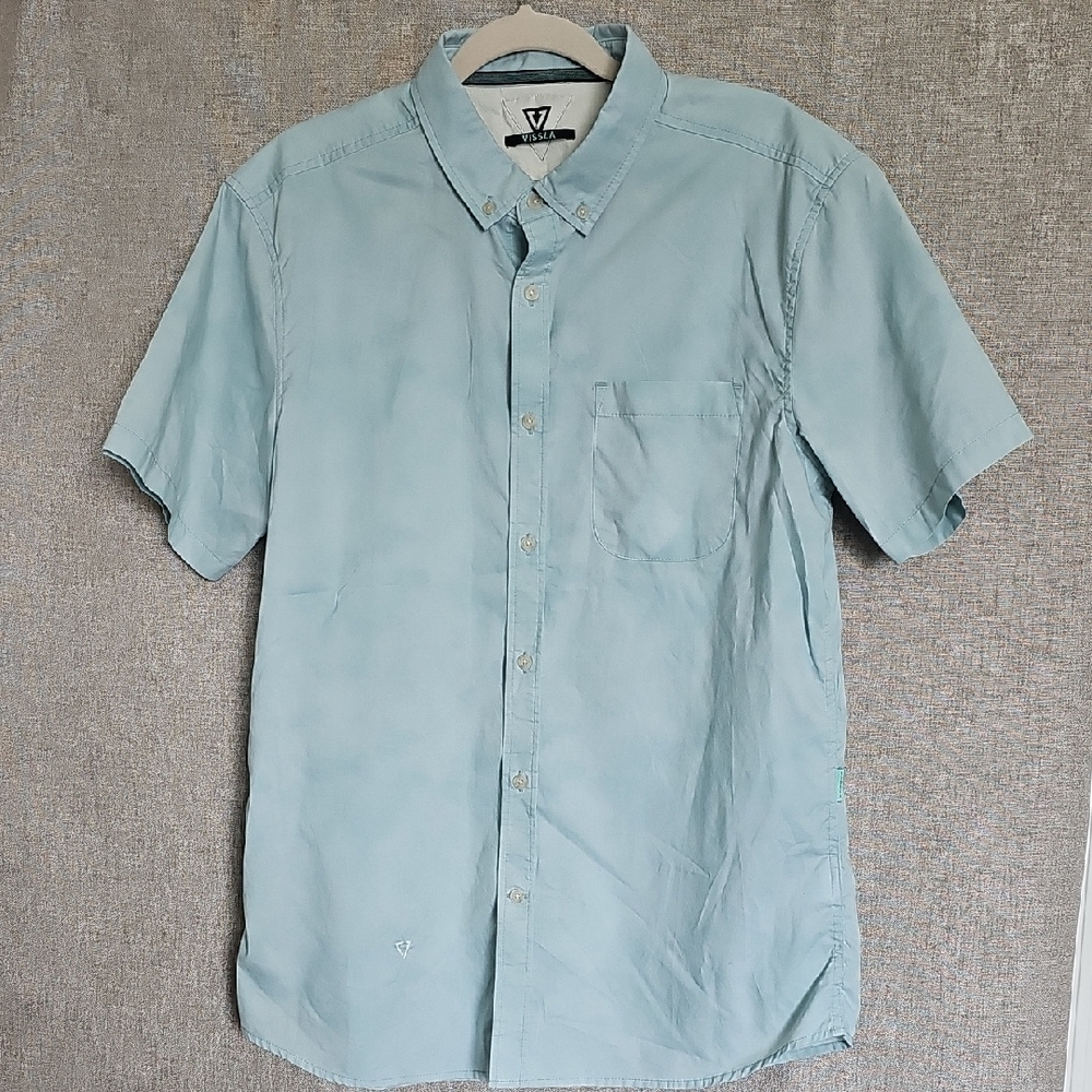 VISSLA Men's Short-Sleeve Button-Down Shirt — Pale Blue